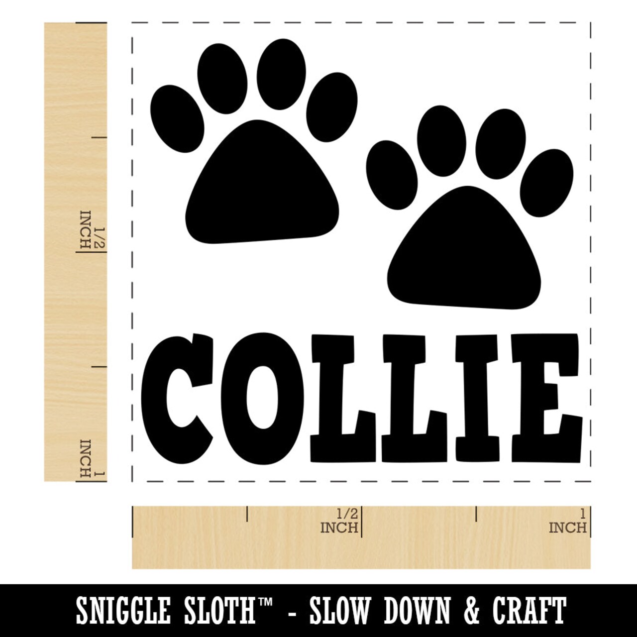 Collie Dog Paw Prints Fun Text Self-Inking Rubber Stamp Ink Stamper
